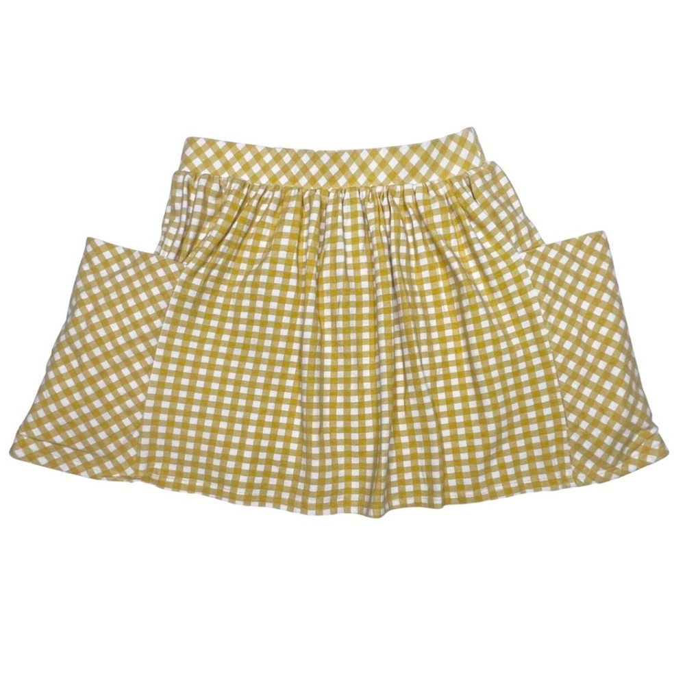 Remie Girl Mustard Gingham Pocket Skirt